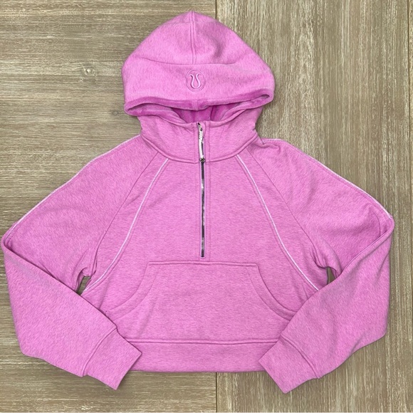 Lululemon Athletica Scuba Hoodie Cropped Half Zip Sweatshirt Pink XS/S Fleece - Picture 1 of 16